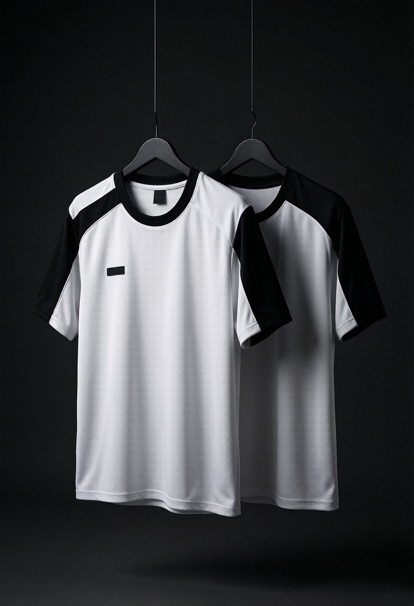 Two jerseys on hangers